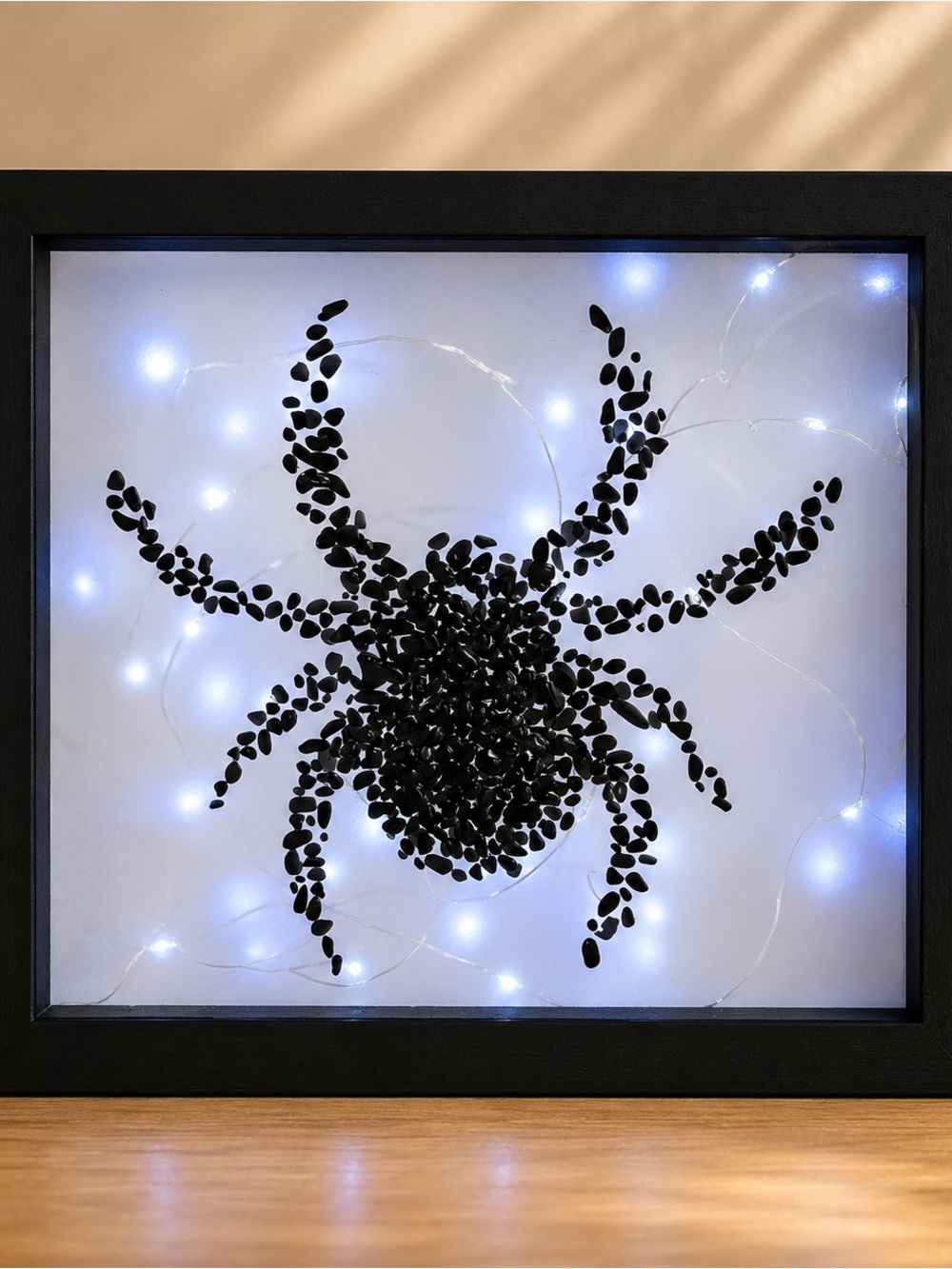 Black Obsidian Spider Crystal Chips Light Box